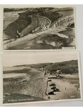 REAL PHOTO Postcards Of Llantwit Major Beach in Wales Vintage Ephemera Set BT963